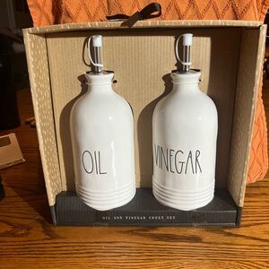 Rae Dunn "OIL" and "VINEGAR" Set Magenta Ceramic